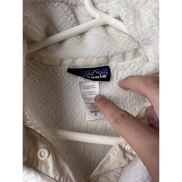 Patagonia Sweater Women’s Medium Off White Retool Snap T Pullover Mock Neck Logo - Picture 6 of 10